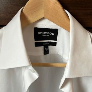 Bonobos Wrinkle Free 15.5 32 Tailored Fit solid white shirt